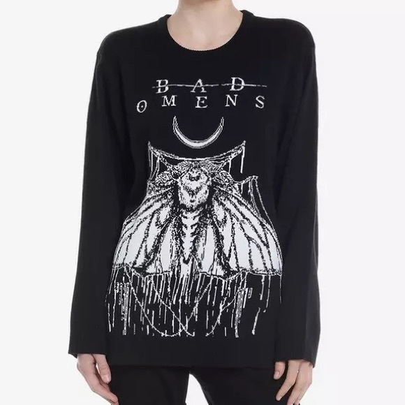 Hot Topic Sweaters - Bad Omens Moth Intarsia Sweater Hot Topic Metalcore Music Concrete Jungle